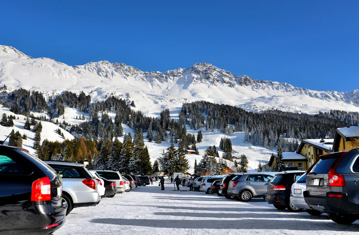 Parkplatz, Seilbahn, Winter, Berge